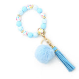 POM POM TASSEL KEYCHAIN SILICONE BEAD BRACELET_CWAB5016