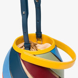 CYLINDRICAL CONTRASTING COLOR PATCHWORK BUCKET BAG_CWAB1929
