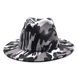 CAMOUFLAGE STRIPED TWEED WIDE BRIM HAT JAZZ HAT_CWAH2560