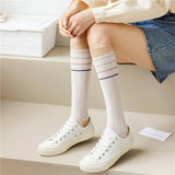 RETRO COLOR BLOCKED BREATHABLE MID CALF SOCKS_CWMS0648
