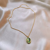 MONET GARDEN OIL DROP OVAL LEAF NECKLACE_CWAJE2371