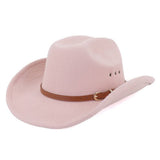 Western Cowboy Hat Felt Wide Brim With Belt Decor_Cwah1772