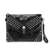 SKULL RIVET LARGE CAPACITY CLIP BAG CLUTCH BAG_CWAB1470