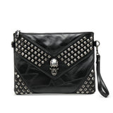 SKULL RIVET LARGE CAPACITY CLIP BAG CLUTCH BAG_CWAB1470
