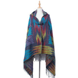 HORN BUTTON BOHEMIAN HOODED CAPE SHAWL_CWASC1201