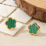 FASHION DOUBLE SIDED FIVE LEAF CLOVER EARRINGS_CWMM3615