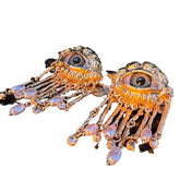 Vintage Devils Eye Tassel Stud Earrings