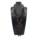 BOHEMIAN COCONUT WOOD BEAD LONG NECKLACE_CWMM4552