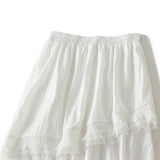 LACE PATCHWORK RUFFLE HEM HIGH WAIST MAXI SKIRT_CWBMS0356