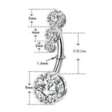 3 GEM CZ BELLY RING SURGICAL STEEL PIERCING_CWMM9174