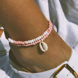 18K GOLD DOUBLE LAYER SHELL ANKLET STAINLESS_CWAJE4701