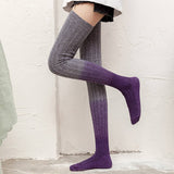AUTUMN AND WINTER GRADIENT LONG OVER THE KNEE SOCKS_CWMS0863