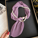 Ivory Crinkle Pearl Magnetic Silk Scarf_Cwasc03937