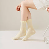 THIN SOLID RUFFLE CREW SOCKS FOR SUMMER_CWMS1374