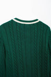 V-Neck Contrast Color Knitted Twist Sweater