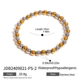DESIGNER TWO TONE SOLID BEAD STRETCH BRACELET_CWAJE4794