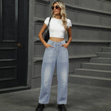 Washed Loose Harlan Denim Nine-Point Pants