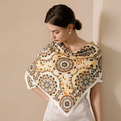 FLOWER PRINT SMALL NECK SILK SCARF SQUARE SCARVES_CWASC0235