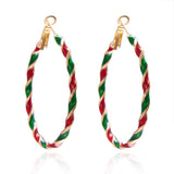 Cwaje2513_Christmas Colorful Spiral Geometric Hoop Earrings