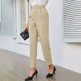 Woven Elastic-Waisted Anti-Wrinkle Suit Pants