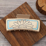 Western Leather Sunflower Poker Hair Claw_Cwasc1628