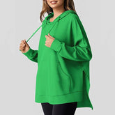 Womens Long-Sleeved Waffle Pocket Hooded Jumper