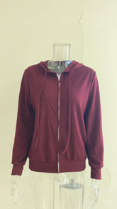 Solid Color Knit Zipper Hooded Cardigan Coat