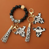 MEN S COW PRINT WALLET KEYCHAIN WITH SILICONE BEADS_CWAB4994