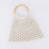 HOLLOW ONE SHOULDER COTTON BEACH WOVEN BAG_CWAB4688