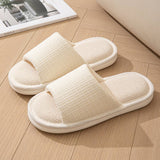 SIMPLE FABRIC INDOOR LINEN SLIPPERS_CWSHS0846