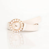 Cwabe0943_Versatile Round Buckle Pearl Multicolor Belt