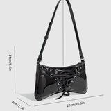 GLOSSY BOW STUDDED DRAWSTRING SHOULDER BAG_CWAB5704