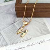 COLORFUL ZIRCONIA HEART LETTER PENDANT NECKLACE_CWMM5875