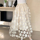 THREE DIMENSIONAL FLORAL TULLE MESH SKIRT_CWBLS0395