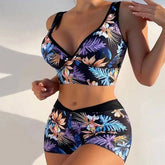PRINTED DEEP V BIKINI TWO PIECE SWIMSUIT_CWMW0315