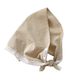 PLAID COTTON LINEN TRIANGLE SCARF SUN PROTECTION_CWASC0839