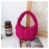 STYLISH PLAID PUFFY CLOUD HANDBAG MINI TOTE_CUAB00506