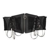 Women Heart-Shaped Zipper Elastic Waistband_Cwabe0306