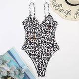 Womens Leopard Print One-Piece Swimsuit