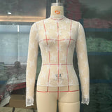 SEMI SHEER MESH LACE TOP BOTTOMING SHIRT_CWTBLL2660