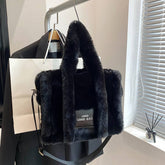 FAUX RABBIT FUR TOTE BAG WOMEN LARGE HANDBAG_CUAB00552