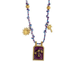 HANDMADE ZODIAC ROPE NECKLACE WITH OCEAN CHARMS_CWMM8830