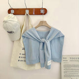 SOLID COLOR KNITTED KNOTTED SHAWL CASUAL COZY _CWASC0757