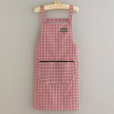 SUMMER THIN PLAID COTTON APRON WITH POCKETS BULK_CWMM2040