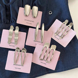 French Minimalist Metal Hair Clip,Silver Side Pin_Cwaje05676