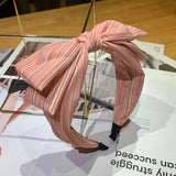 BOW KNOT WIDE BRIMMED FRESH STRIPED HEADBAND_CWAHA2566