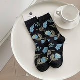 RETRO NICHE DESIGN PRINTED FLOWER SOCKS_CWMS0957