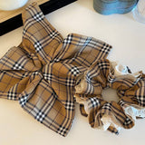 Plaid Lace Scrunchie Retro Bun Hair Tie_Cwaha08210