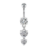 DOUBLE HEART TASSEL BELLY RING ZIRCON PIERCING_CWMM9308