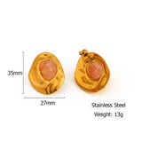 NATURAL STONE STAINLESS STEEL IRREGULAR EARRINGS_CWMM8894